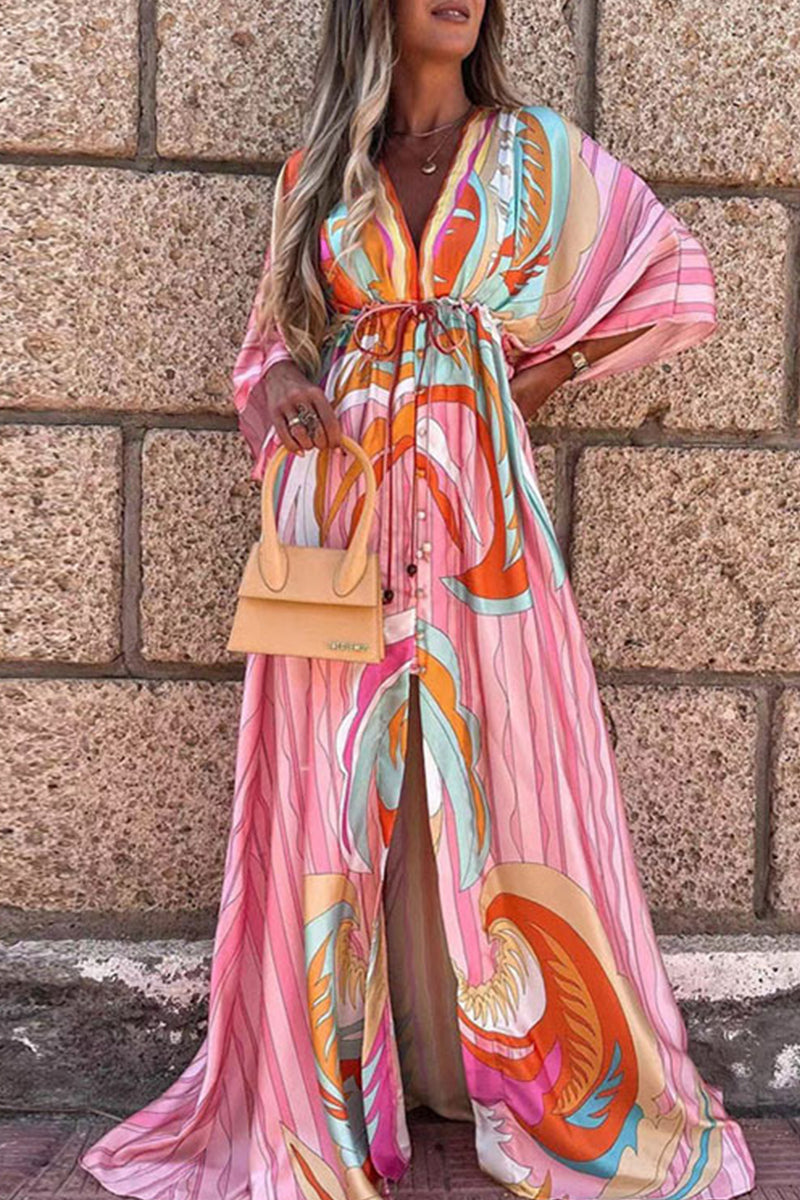 Heidi-Mode | College Vacation Print Frenulum Strandkleid Kleider