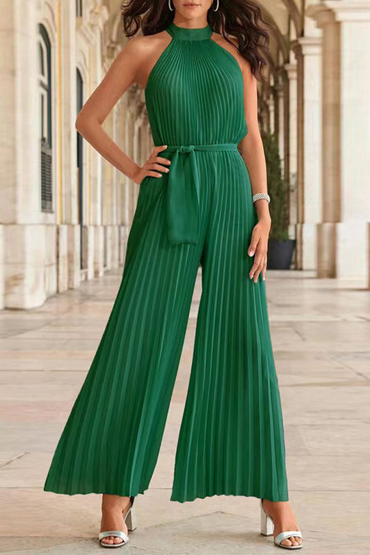 Heidi-Mode | Lässige Einfachheit Einfarbige Frenulum Falten Halter Lose Jumpsuits - 6 Farben