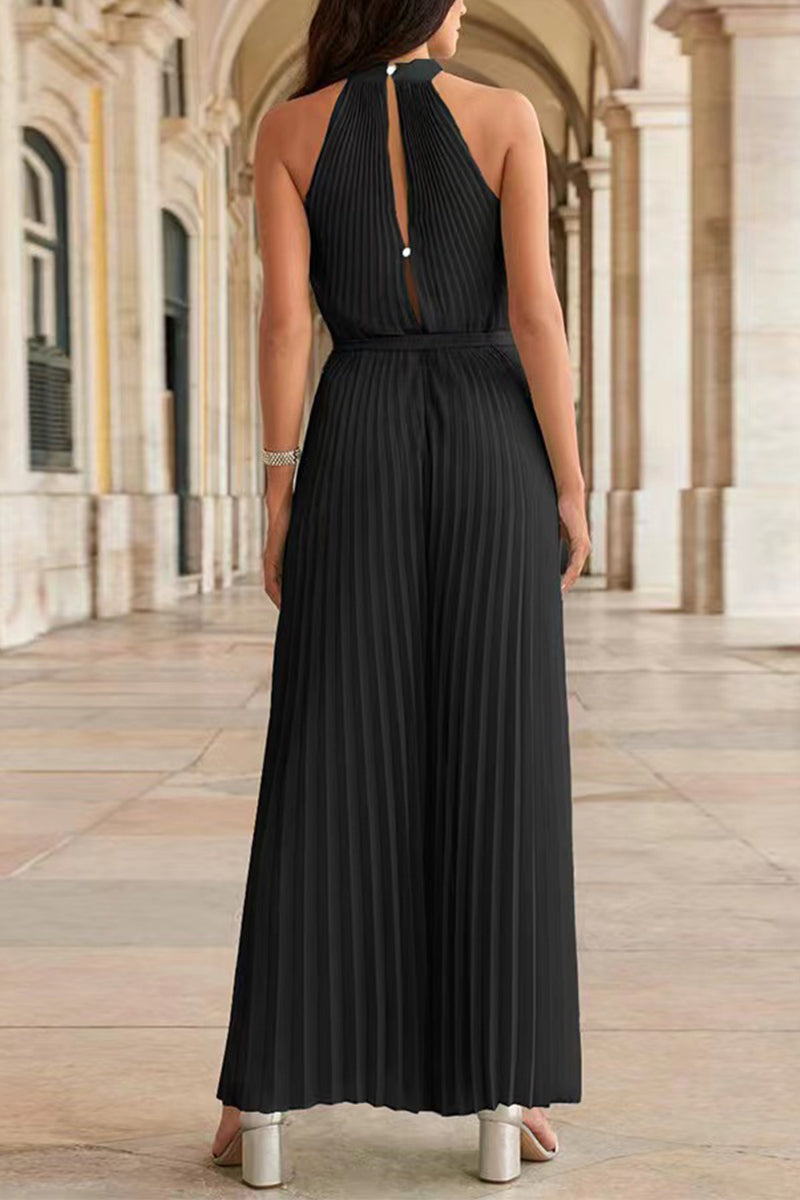 Heidi-Mode | Lässige Einfachheit Einfarbige Frenulum Falten Halter Lose Jumpsuits - 6 Farben