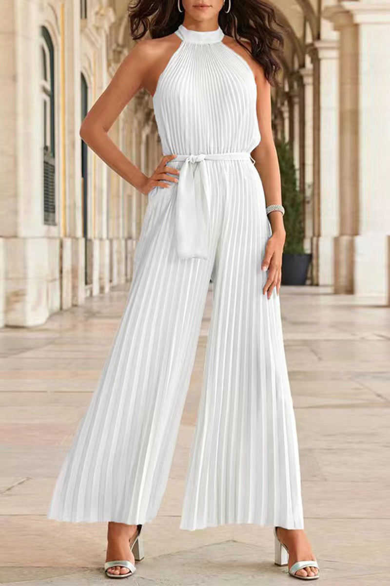 Heidi-Mode | Lässige Einfachheit Einfarbige Frenulum Falten Halter Lose Jumpsuits - 6 Farben