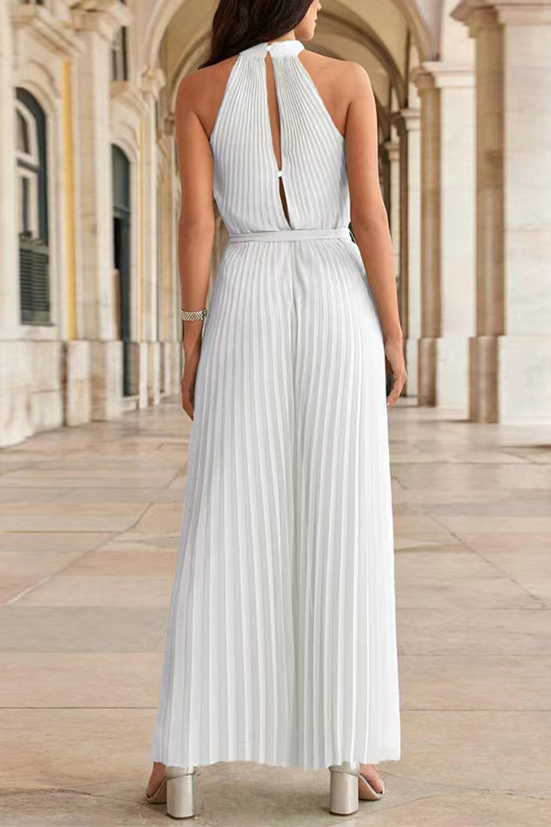 Heidi-Mode | Lässige Einfachheit Einfarbige Frenulum Falten Halter Lose Jumpsuits - 6 Farben