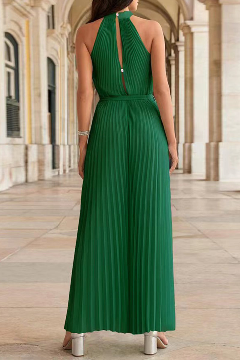 Heidi-Mode | Lässige Einfachheit Einfarbige Frenulum Falten Halter Lose Jumpsuits - 6 Farben