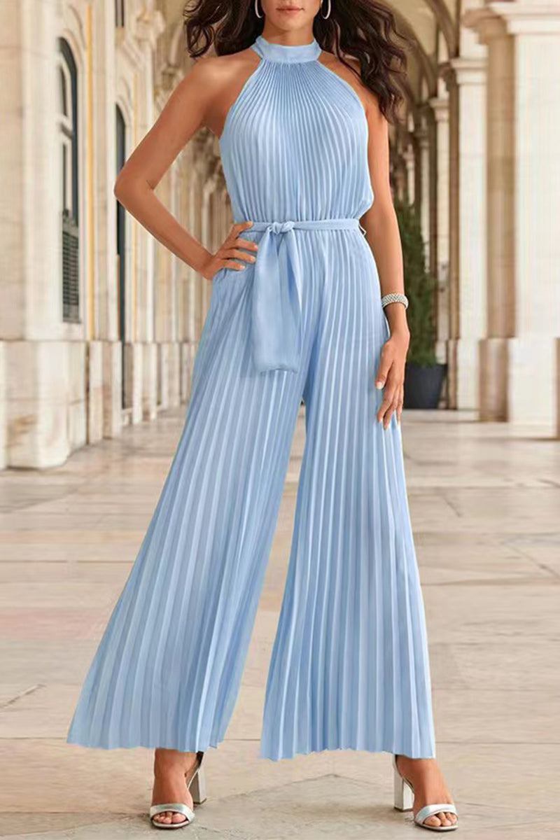 Heidi-Mode | Lässige Einfachheit Einfarbige Frenulum Falten Halter Lose Jumpsuits - 6 Farben