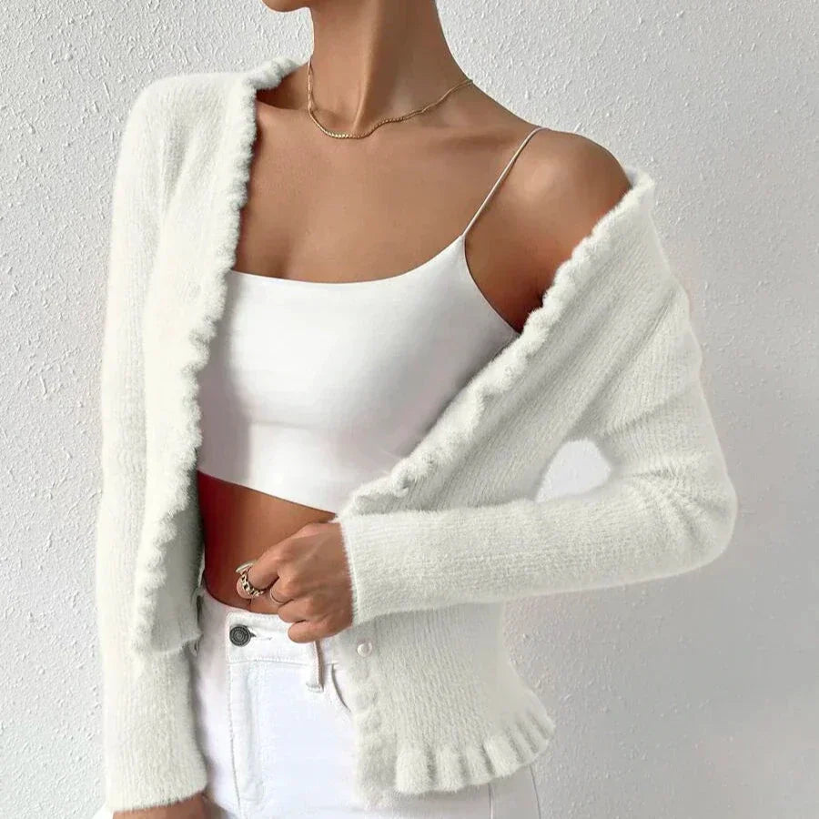 Heidi-Mode | Gebreid Vest Met Ruches Voor Dames