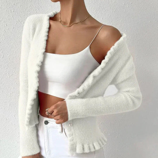 Heidi-Mode | Gebreid Vest Met Ruches Voor Dames