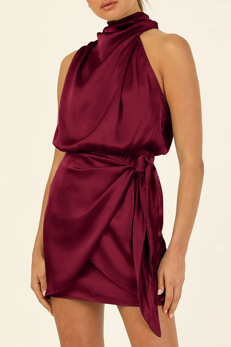 Heidi-Mode | Celebrities Elegante Einfarbige Gefaltete Halter A Linie Kleider
