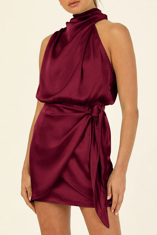Heidi-Mode | Celebrities Elegante Einfarbige Gefaltete Halter A Linie Kleider