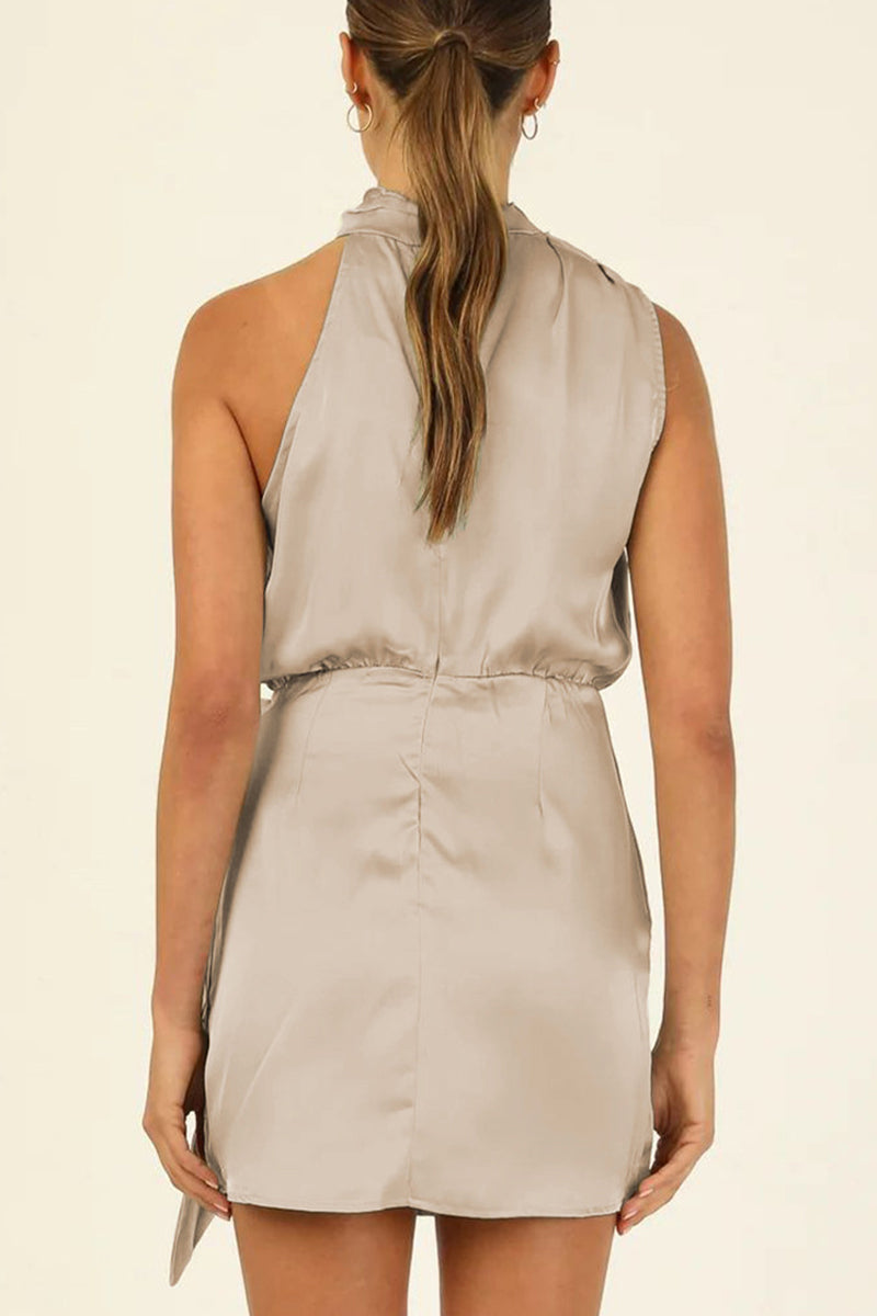 Heidi-Mode | Celebrities Elegante Einfarbige Gefaltete Halter A Linie Kleider