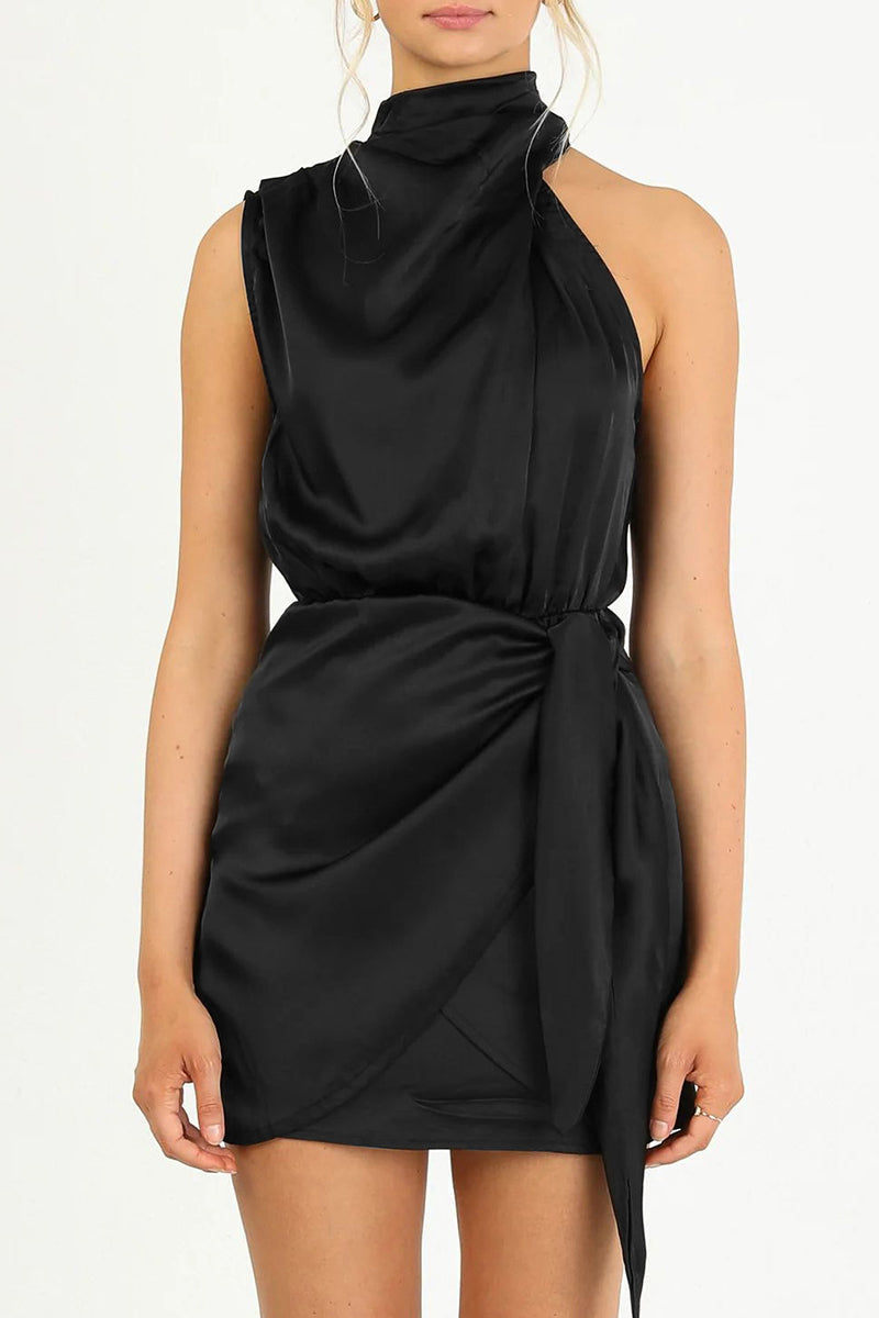 Heidi-Mode | Celebrities Elegante Einfarbige Gefaltete Halter A Linie Kleider
