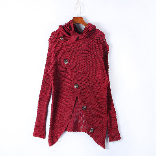 Damen Strickjacke mit asymmetrischem Schnitt und Kragen Heidi-Mode