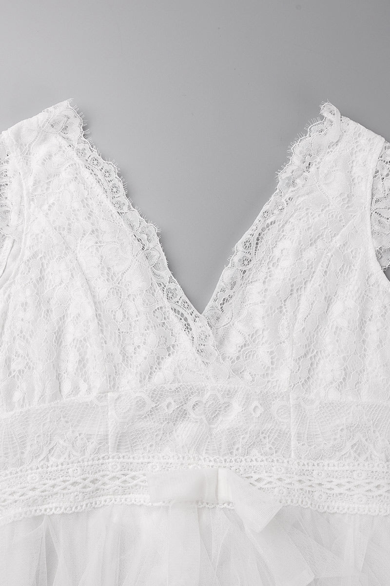 Heidi-Mode | Süß Elegante Einfarbige Mesh V-Ausschnitt Ungleichmäßiges Kleid Kleider- 3 Farben