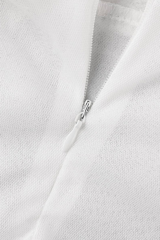 Heidi-Mode | Süß Elegante Einfarbige Mesh V-Ausschnitt Ungleichmäßiges Kleid Kleider- 3 Farben
