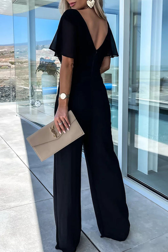 lässiger eleganter v-ausschnitt jumpsuit