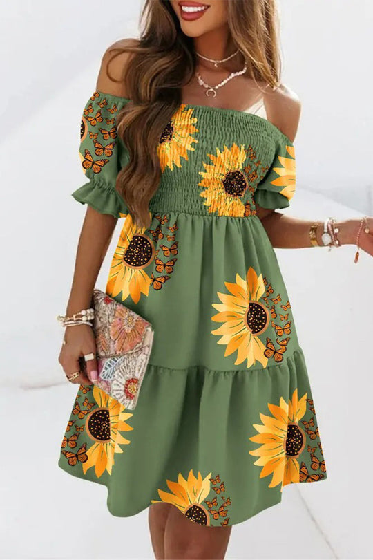 Heidi-Mode | Sexy Print Patchwork Off The Shoulder Kleider