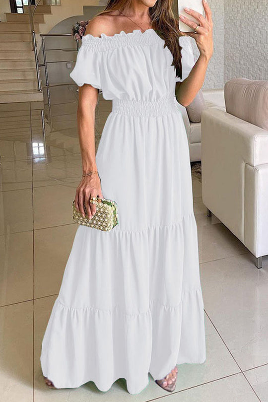 Heidi-Mode | Sexy Elegant Solid Color Off The Shoulder Taillenrock Kleider