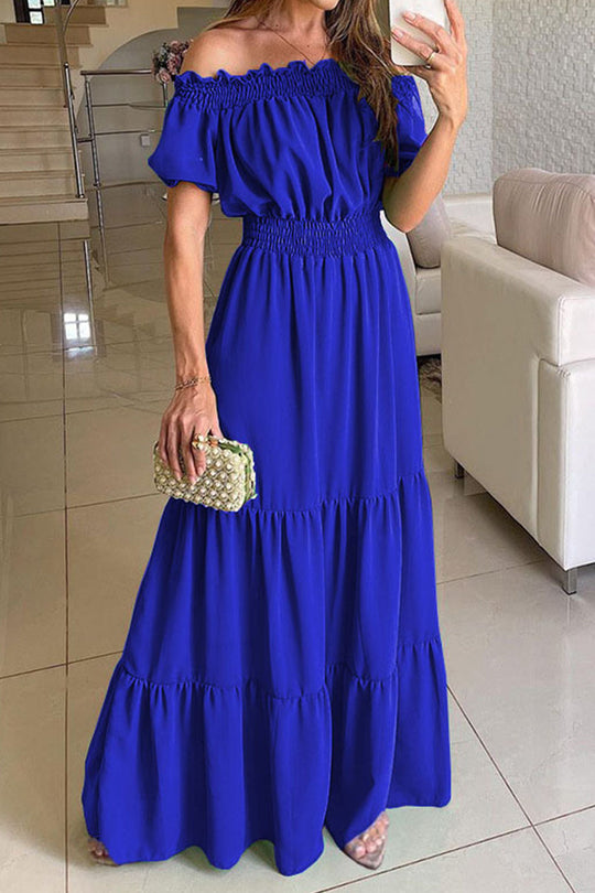 Heidi-Mode | Sexy Elegant Solid Color Off The Shoulder Taillenrock Kleider