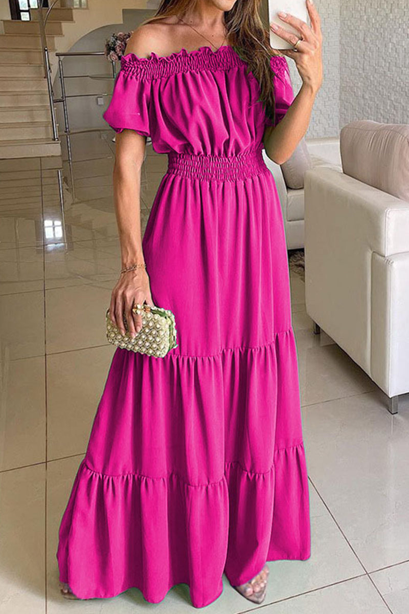 Heidi-Mode | Sexy Elegant Solid Color Off The Shoulder Taillenrock Kleider