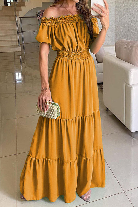 Heidi-Mode | Sexy Elegant Solid Color Off The Shoulder Taillenrock Kleider