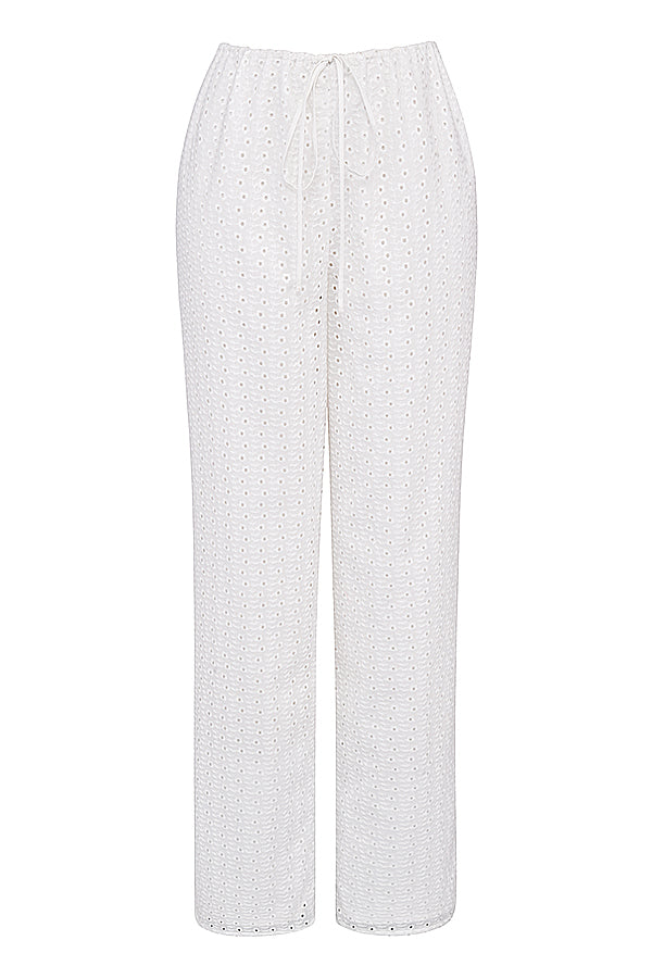 Heidi-Mode | Weißes Broderie Anglais Bralette Top mit Hose