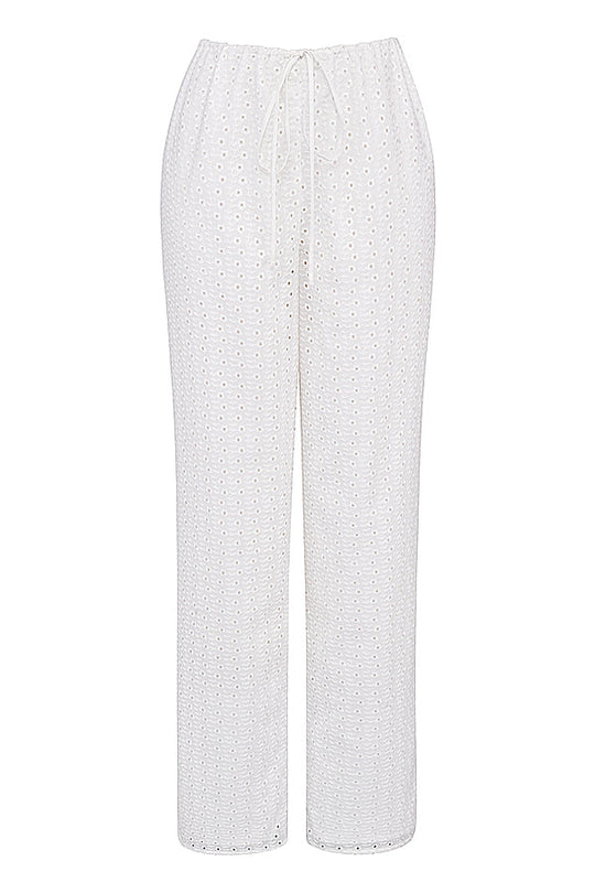 Heidi-Mode | Weißes Broderie Anglais Bralette Top mit Hose
