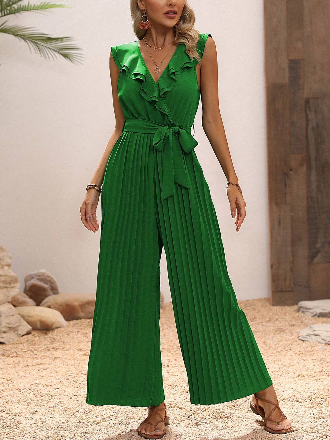 Heidi-Mode | Posh Pleats Gürtel Rüsche Jumpsuit