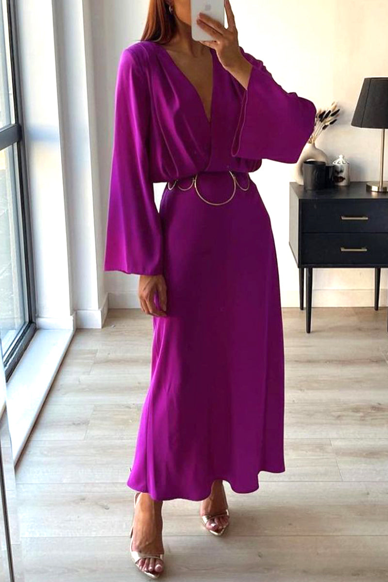 Heidi-Mode | Elegantes Einfarbiges V-Ausschnitt Bandagenkleid Dresses