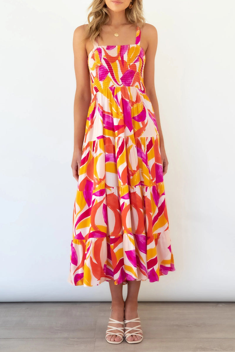 Heidi-Mode | Fashion Street Punkt Patchwork Spaghetti-Träger Bedruckte Kleider