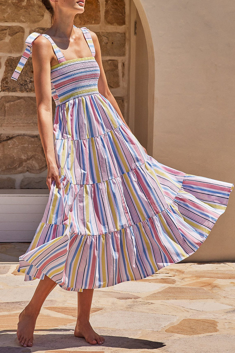 Heidi-Mode | Fashion Street Punkt Patchwork Spaghetti-Träger Bedruckte Kleider