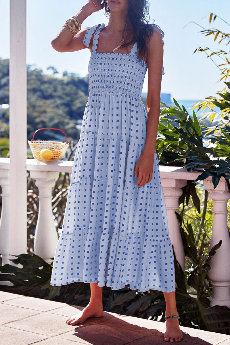 Heidi-Mode | Fashion Street Punkt Patchwork Spaghetti-Träger Bedruckte Kleider