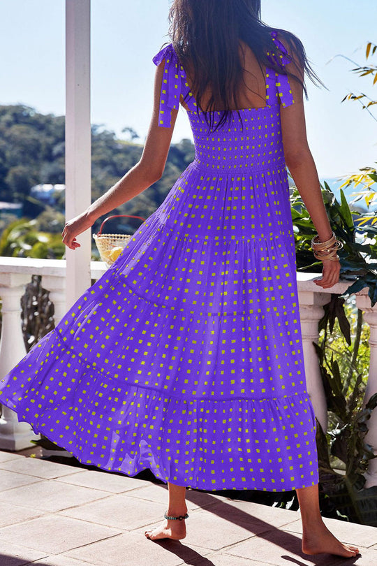 Heidi-Mode | Fashion Street Punkt Patchwork Spaghetti-Träger Bedruckte Kleider