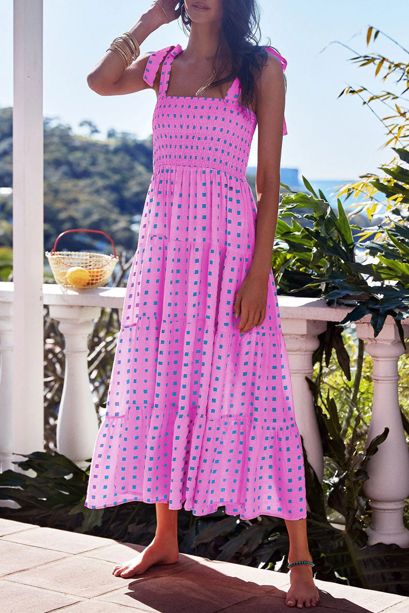 Heidi-Mode | Fashion Street Punkt Patchwork Spaghetti-Träger Bedruckte Kleider