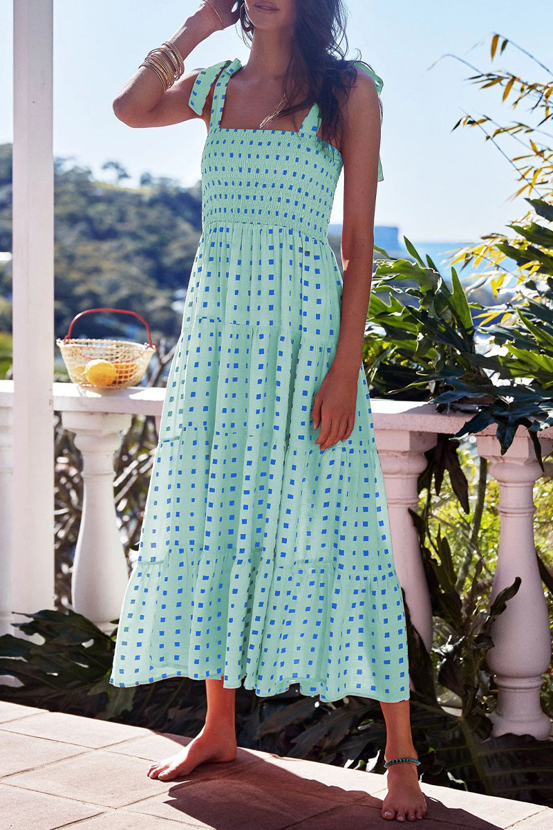 Heidi-Mode | Fashion Street Punkt Patchwork Spaghetti-Träger Bedruckte Kleider