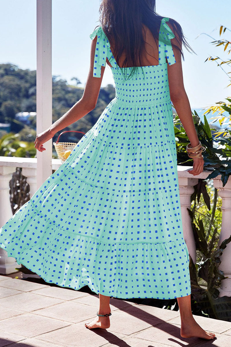 Heidi-Mode | Fashion Street Punkt Patchwork Spaghetti-Träger Bedruckte Kleider