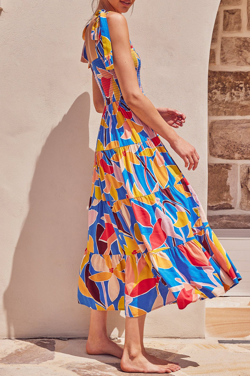 Heidi-Mode | Fashion Street Punkt Patchwork Spaghetti-Träger Bedruckte Kleider