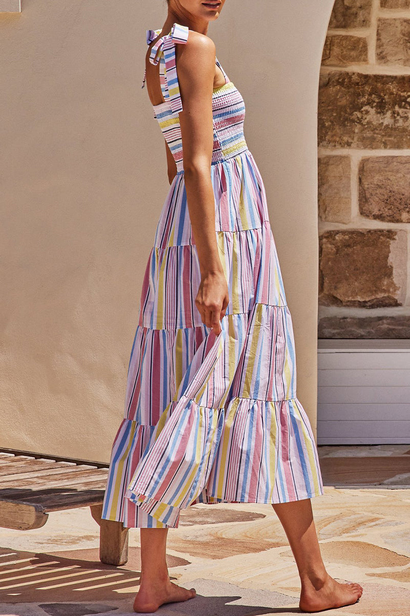 Heidi-Mode | Fashion Street Punkt Patchwork Spaghetti-Träger Bedruckte Kleider