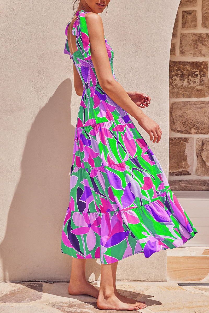 Heidi-Mode | Fashion Street Punkt Patchwork Spaghetti-Träger Bedruckte Kleider