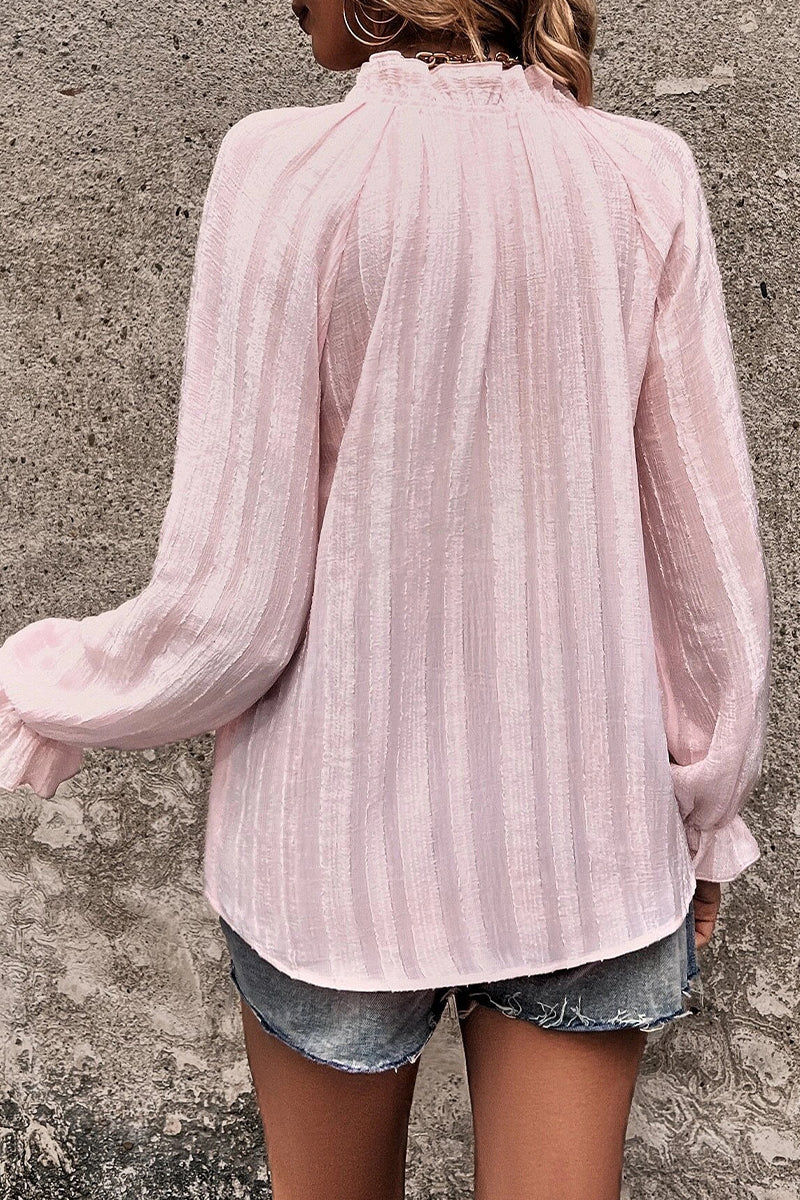 Heidi-Mode | Celebrities Elegante Einfarbige Volant V-Ausschnitt Tops