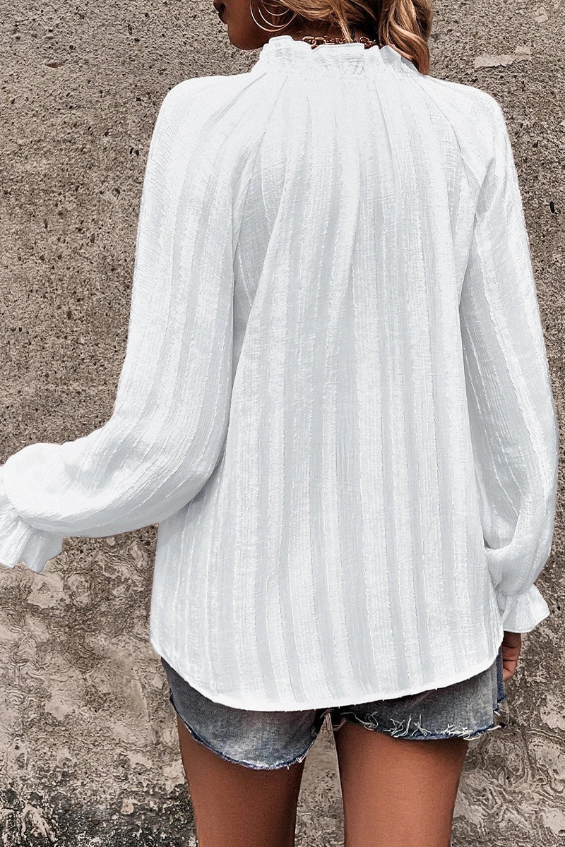 Heidi-Mode | Celebrities Elegante Einfarbige Volant V-Ausschnitt Tops