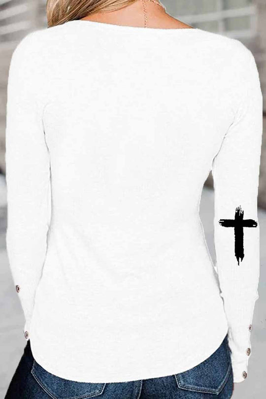 Heidi-Mode | Street Print Buchstabe O-Hals Tops - 3 Farben