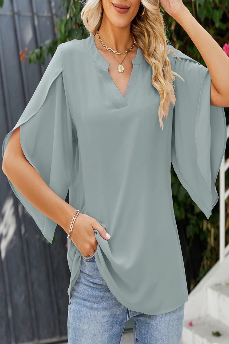 Heidi-Mode | Süß Elegant Solid Stringy Selvedge V-Ausschnitt Tops