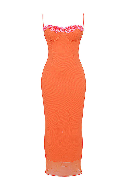 Heidi-Mode | Flamme Orange Maxikleid