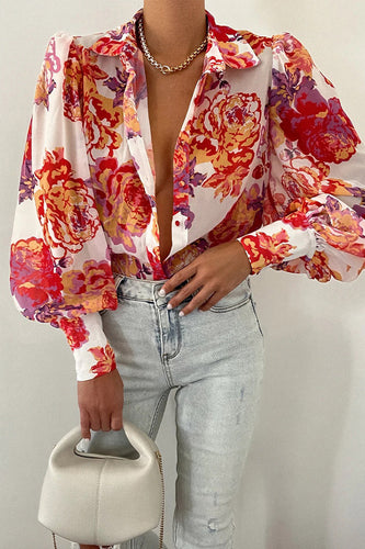 Bluse mit Blumenkragen