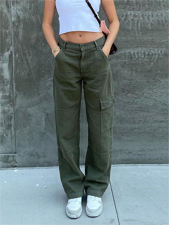 Heidi-Mode | Straight Cargo Jeans Mit Patchtaschen