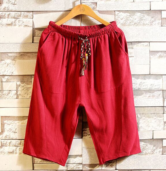 Herren lässige Leinenhose mit elastischem Bund und praktischen Taschen Heidi-Mode