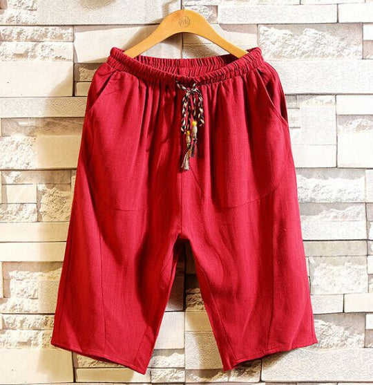 Herren lässige Leinenhose mit elastischem Bund und praktischen Taschen Heidi-Mode