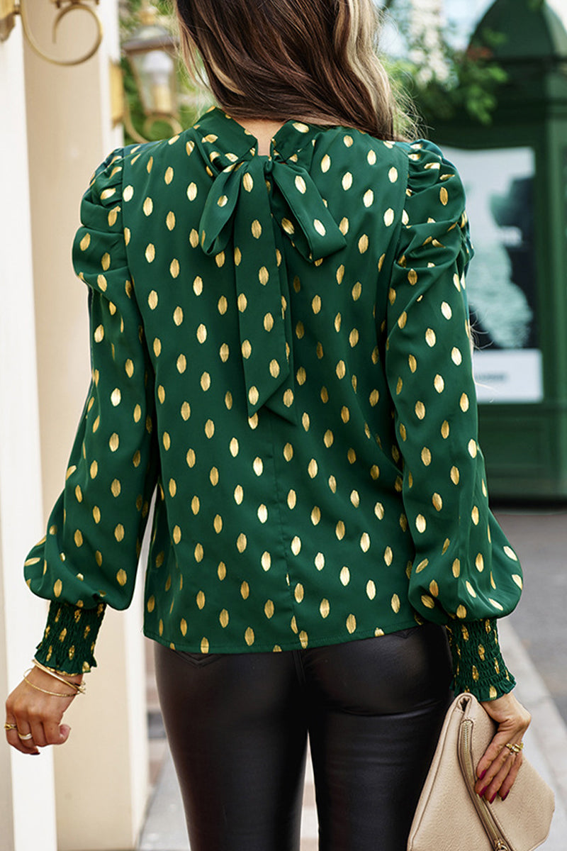 Heidi-Mode | Elegante Polka Dot Falten Halb A Rollkragen Tops