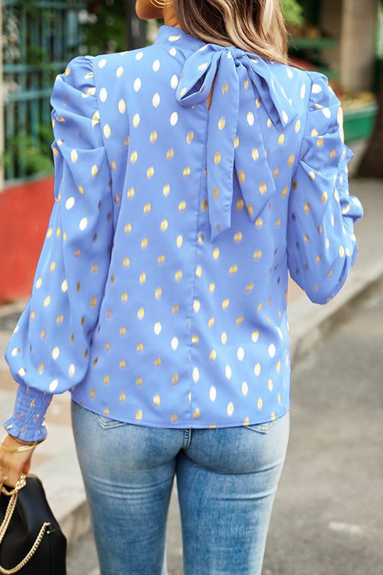 Heidi-Mode | Elegante Polka Dot Falten Halb A Rollkragen Tops