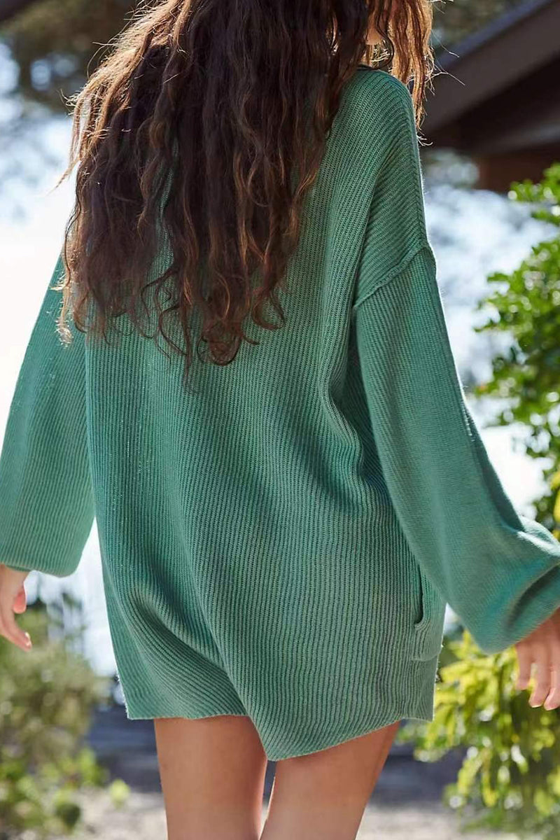 Heidi-Mode | Casual Einfachheit Solide Knöpfe V-Hals Lose Playsuits