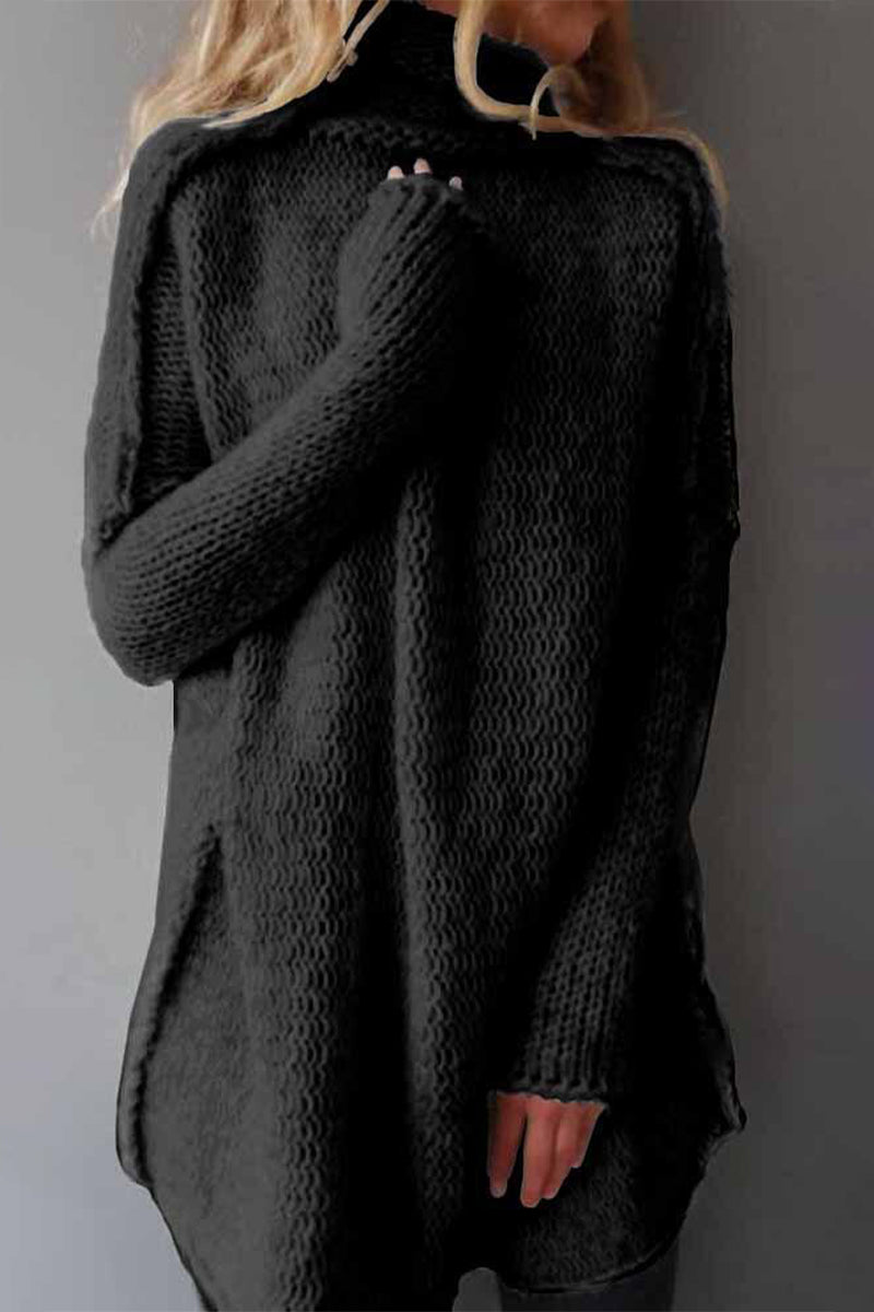 Heidi-Mode | Lässige Einfarbige Patchwork Rollkragenpullover - 3 Farben