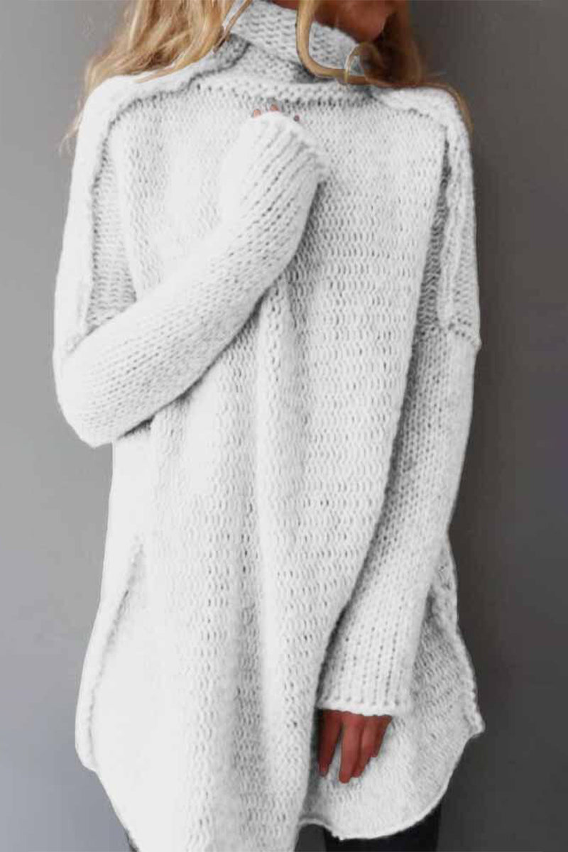 Heidi-Mode | Lässige Einfarbige Patchwork Rollkragenpullover - 3 Farben